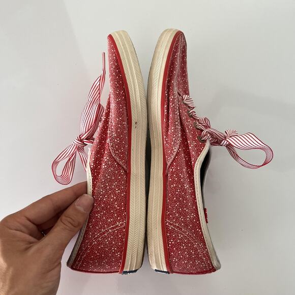 Keds Taylor Swift Shoes Womens Size 7.5 Red Speckle Canvas Ribbon Laces WF48680M - Picture 3 of 10